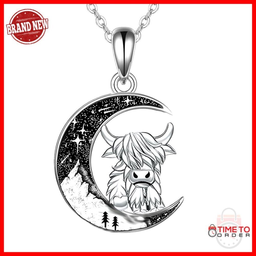 925 Sterling Silver Crescent Moon Pendant Necklace Gothic Jewelry Gift